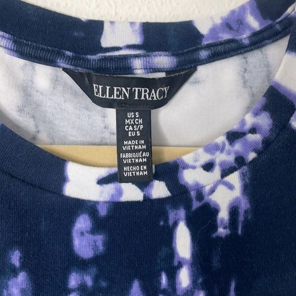 Ellen Tracy Blue & White Tye Dye T-Shirt Dress Size Small - Picture 6 of 12